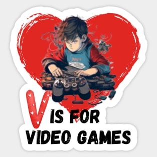 Valentines Day Boys Kids Son V Is For Video Games Gamer Sticker